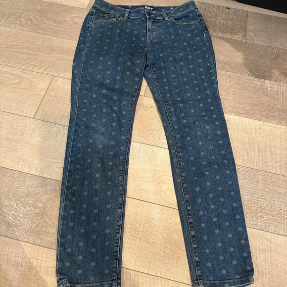 LOFT WOMENS SIZE 4 SKINNY POLKA DOT DENIM JEANS - Picture 1 of 10